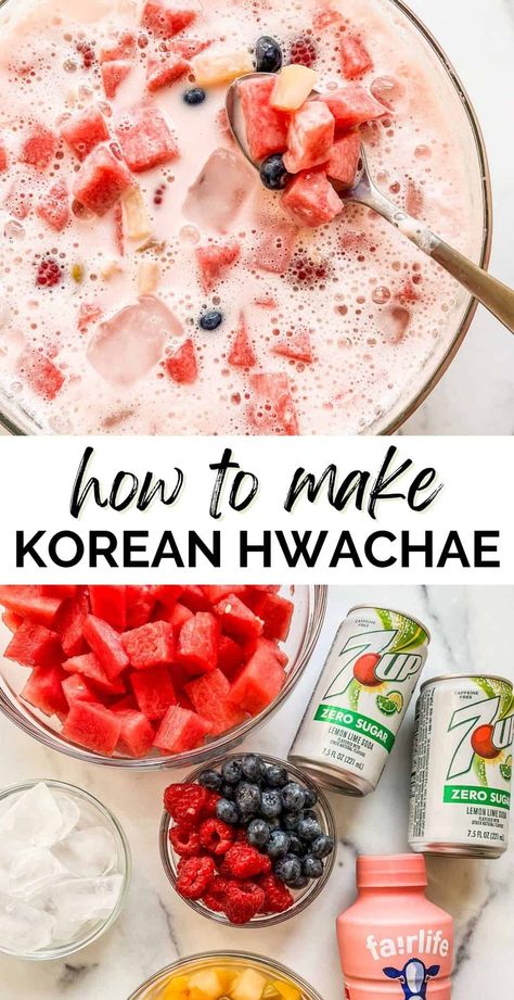 Korean Drinks Recipe, Watermelon Punch, Viral Food, Think Food, Fruit Punch, Interesting Food Recipes, Yummy Drinks, Cooking And Baking, Love Food