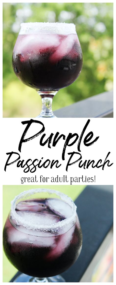 Purple Party Punch Alcoholic, Purple Sangria Recipe, Purple Party Drinks, Purple Beverages, Purple Party Food And Drinks, Bulk Party Drinks, Purple Spiked Punch, Easy Purple Drinks Alcohol, Purple Color Party Ideas