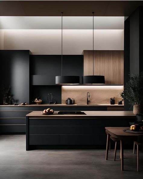 Kitchens 2024, Casa Rock, Modern Black Kitchen, Elegant Minimalism, Kabinet Dapur, Kitchen Aesthetic, Modern Kitchen Interiors, Office Inspo, Kitchen Design Plans