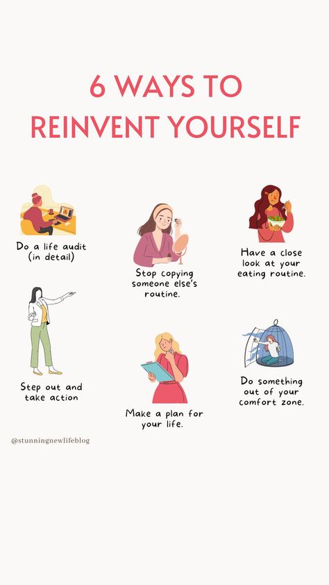 6 Ways To REinvent Yourself Ones And For All, How To Completely Reinvent Yourself In 2024, how to better yourself in 2024, self improvement tips, start new and exciting life with this ultimate guide on how to reinvent yourself. Self growth ideas. 6 Exact steps I took to reinvent myself. Reinvent Myself, Reinvent Yourself, Self Growth, Self Improvement Tips, How To Better Yourself, Self Improvement