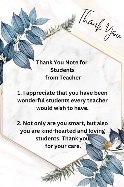 Thank You Note for Students from Teacher: Appreciation messages should be unique and inspiring. If you are searching for thank you messages from teachers to students, find the best messages Poems For Students, Teacher Thank You Notes, Thank You Messages Gratitude, Thank You Poems, Teachers Day Celebration, Message For Teacher, Thanks Words, Kids Quotes, Appreciation Message