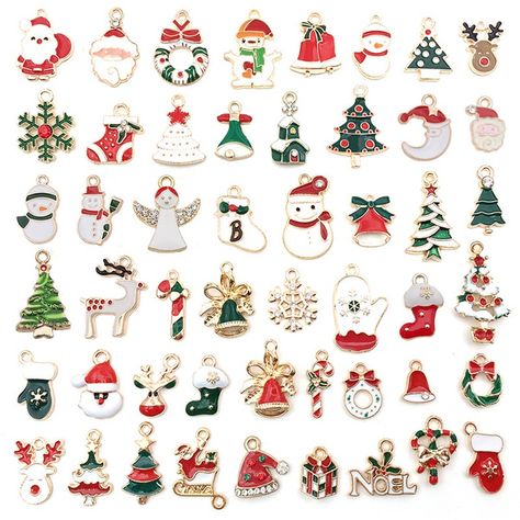 50Pcs Mixed Metal Enamel Charms Christmas Pendants Ornaments Beads for Bracelet Earrings Jewelry Making The Christmas Tree Decoration | Wish Diy Armband, Christmas Tree Branches, Xmas Tree Decorations, Christmas Pendant, Christmas Charms, Jewelry Making Charms, Accessories Diy Jewelry, Diy Schmuck, Small Pendant