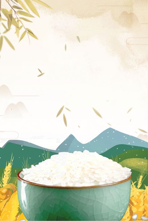 rice poster, charity poster, poster, food poster, rice, mountain, landscape, landscape poster, bowl, rice poster, poster, mountain, white clouds, rice field poster Rice Fields Illustration, Rice Graphic Design, Rice Poster Design, Rice Infographic, Rice Ads, Rice Wallpaper, Product Poster Design, Rice Product, Food Festival Poster