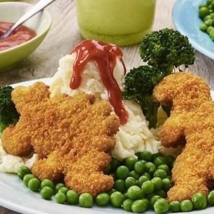 Drunk Email May Have Convinced Quorn to Launch Vegan Dinosaur Nuggets . . . #vegan #plantbased #chickennuggets #dinosaur #livekindly Vegan Dino Nuggets, Dinosaur Meal Ideas, Dinasour Chicken Nuggets, Dino Nuggets Volcano, Dino Nuggets And Mashed Potatoes, Dinosaur Lunch Ideas, Dinosaur Nuggets Volcano, Mashed Potato Volcano With Dino Nuggets, Dinosaur Dinner Ideas