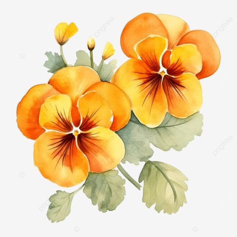 Orange Flowers Illustration, Orange Pansy, Violet Garden, Logo Cloud, Pansy Flower, 2025 Wedding, Wedding Painting, Psd Background, Vector Trees