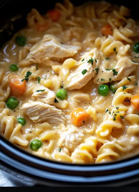 Slow Cooker Chicken Pot Pie Pasta Recipe Best Crock Pot Pasta Recipes, Crock Pasta Recipes, Chicken Pot Pie In Crockpot Slow Cooker, Crock Pot Chicken Recipes 8 Hours, Pot Pie Slow Cooker Recipes, Crockpot Meals Chicken Pot Pie, Lazy Chicken Pot Pie Crockpot, Chicken Pot Pie Recipe Slow Cooker, Chicken Pot Pie In Crock Pot