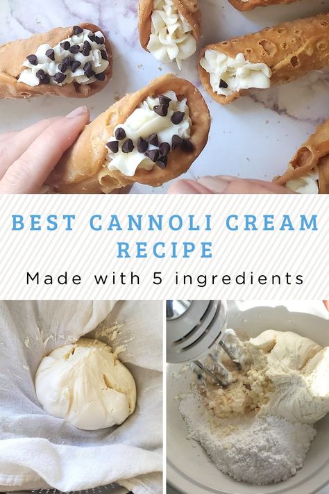 Cannoli Dough Recipe, How To Make Cannolis Homemade, Homemade Cannoli Filling, Diy Canolis, Ricotta Filling For Cannoli, Easy Canolis Recipe, Cannoli Filling Flavors, Cannoli Filling With Cream Cheese, Canolli Recipe Cannoli Dip