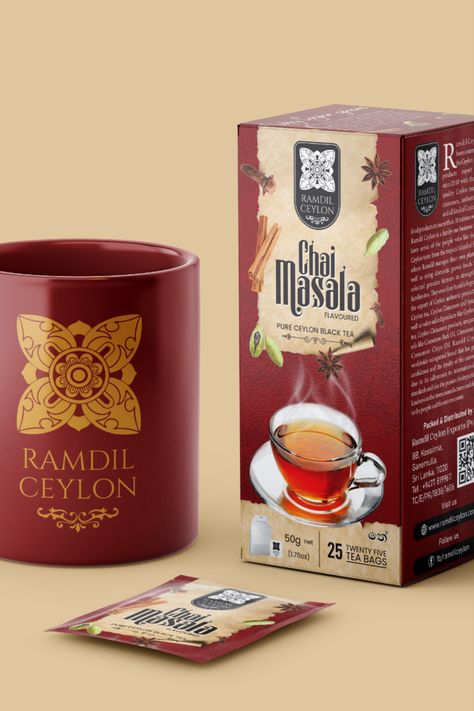 Box design Indian Tea Branding, Chai Packaging Design, Masala Box Design, Chai Packaging, Masala Packaging Design, Tea Images, Tea Box Design, Chai Masala, Arabic Tea