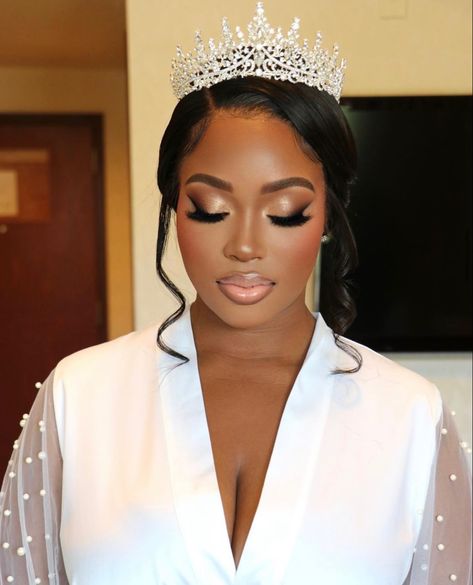 Fall Bridal Makeup For Black Women, Wedding Makeup Ideas Black Women, Wedding Glam Makeup Black Women, Natural Wedding Makeup For Brown Eyes Black Women, Makeup Looks For Black Women Wedding, Natural Wedding Make Up Black Women, Nigerian Wedding Makeup Brides, Simple Wedding Makeup Natural Looks Black Women, Elegant Bridal Makeup Black Women