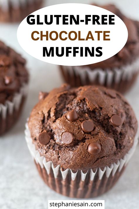 Dessert Muffins, Gluten Free Chocolate Muffins, Decadent Breakfast, Double Chocolate Chip Muffins, Celiac Recipes, Chocolate Muffin Recipe, Decorated Cupcakes, Chocolate Muffin, Desert Ideas