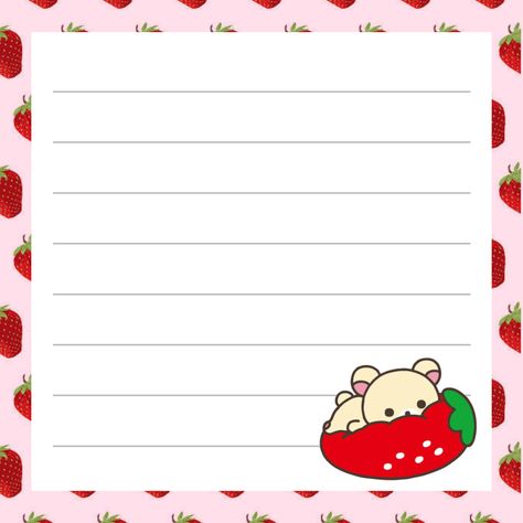 Kawaii Sticky Notes Printable, Strawberry Memo Pad, Kawaii Not Template, Cute Note Template Printable, Cute Note Pad Template, Pink Notes Template, Printable Sticky Notes Templates, Cute Sticky Notes Printable, Kawaii Notes Template