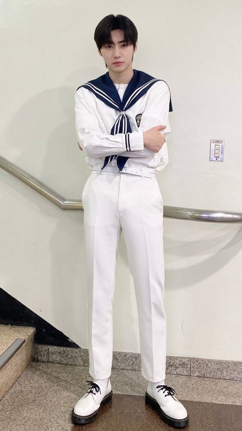 Sailor Outfit Mens, Sunghoon Fashion, Normcore Style, Sailor Outfit, Sailor Suit, Park Sunghoon, Sunghoon Enhypen, Enhypen Sunghoon, Man Fashion