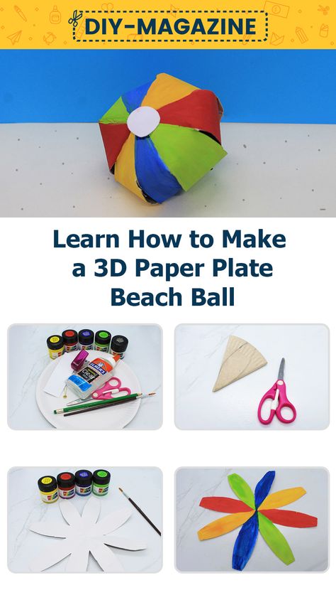 Looking for a challenge? This paper plate beachball is a great craft for older kids to make beacuse it is more fun and challenging! Learn how to make a 3D beach ball here with the help of our step-by-step tutorials! Beach Theme Activities For Preschoolers, Beach Ball Printable, Beach Ball Crafts, Ball Printable, Beach Crafts For Kids, Origami Paper Flowers, Beach Themed Crafts, Summer Camp Activities, Summer Camps For Kids