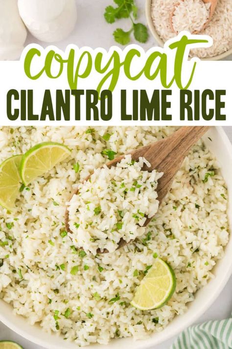 Cilantro Lime Rice Chipotle Cilantro Lime Rice, Mexican Vegan, Chipotle Recipes, Lime Rice Recipes, Copycat Chipotle, Rice Side Dishes, Lime Rice, Cilantro Lime Rice, Thanksgiving Side