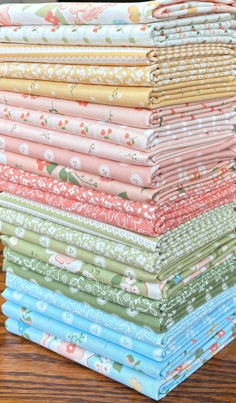 These fabrics are from the line "Dainty Meadow" from Moda. These bundles are cut in my shop. This bundle has 22 pieces, Fat quarters 18" x 21" Half yards 18" x 42", One yard cuts 36" x 43" The fabrics are quilting weight, 100% cotton. Thank you for visiting my shop! Quilt Fabric Bundles, Sewing Machine Projects, Beginner Sewing, Beginner Sewing Projects Easy, Block Patterns, Fabric Inspiration, Old T Shirts, Fabric Bundle, Quilt Block Patterns