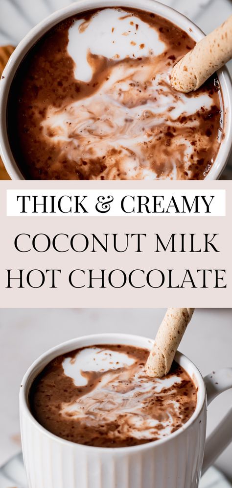 Blueberry Hot Chocolate, Hot Cocoa Mix With Coconut Milk Powder, Coconut Milk Drinks Recipes, Coconut Cream Hot Chocolate, Hot Chocolate Recipes Dairy Free, Clean Hot Cocoa Recipe, High Flavanol Hot Chocolate, Hot Chocolate With Coconut Milk, Hot Breakfast Drinks