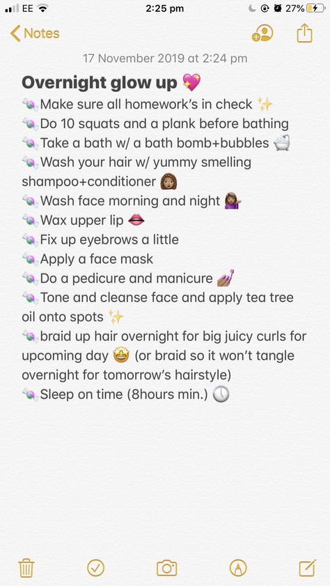 Checklist for the best overnight glow up, for hair, face care, nail care and fitness 💁🏽‍♀️💖 Glow Up Self Care Checklist, How To Look Better Overnight, Glow Up During School, Glow Up Checklist Face, Selfcare Glow Up, Glow Up Tips For Your Face, Glow Up Skin Care Routine, How To Have A Glo Up Overnight, Glow Up Checklist Workout