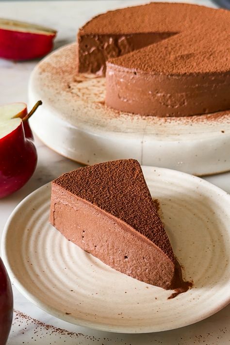 VIRAL APPLE CHOCOLATE MOUSSE CAKE - Bake with Shivesh Apple Chocolate Torte, Apple And Chocolate Cake, Apples With Chocolate, Chocolate And Apple Desserts, Mini Mousse Cake Recipes, Chocolate Cake Made With Apples, Gf Chocolate Desserts, Applesauce Chocolate Cake, Apple And Chocolate Recipes