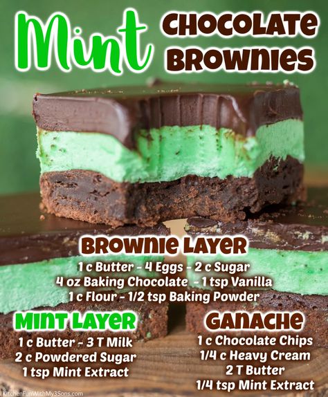 Layered Brownies, Homemade Fudge Brownies, Mint Chocolate Brownies, Mint Brownies Recipe, Easy Chocolate Ganache, Chocolate Mint Brownies, Mint Frosting, Mint Desserts, Epicure Recipes