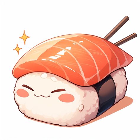 Adorable sushi! 🍣✨ #Kawaii #SushiLover #FoodArt #CuteFood #JapaneseCuisine #SushiTime #Foodie #CutenessOverload #anime #food #yummy #midjourney Food Cute Illustration, Cute Sushi Stickers, Sushi Aesthetic Art, Food Anime Art, Food Kawaii Illustration, Cute Sushi Drawing, Squishy Drawing, Cute Food Drawings Kawaii, Food Drawing Cute