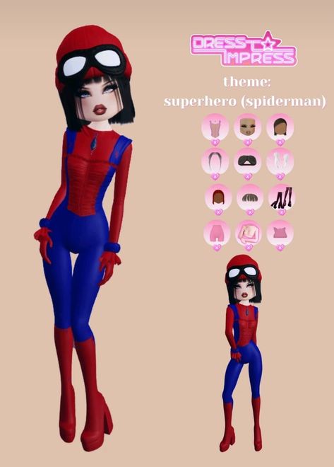 Superhero Dress To Impress, Spiderman Dress, Superhero Dress, Duo Dress, ليلو وستيتش, Fancy Dress Code, Superhero Spiderman, Super Hero Outfits, Aesthetic Roblox Royale High Outfits