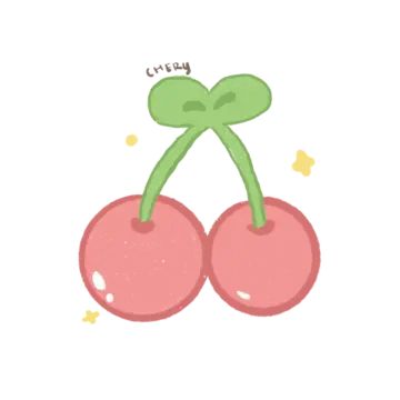 Png Drawing Cute, Cherry Doodle Cute, Cherry Cartoon Drawing, Cute Drawings Of Fruit, Kawaii Fruit Drawing, How To Draw A Cherry, Cute Drawings Of Food, Cute Fruits Drawings, Fruit Drawing Cute