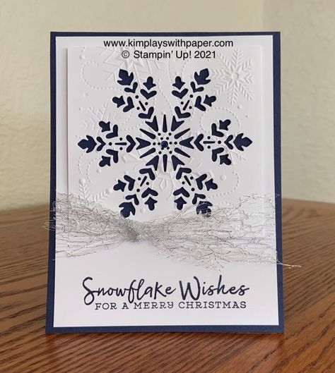 Wintry 3d Embossing Folder, Paper Card Design, Christmas Greeting Cards Handmade, Paper Snowflake, Snowflake Cards, Stampin Up Christmas Cards, Paper Snowflakes, Snowflake Christmas, Diy Christmas Cards