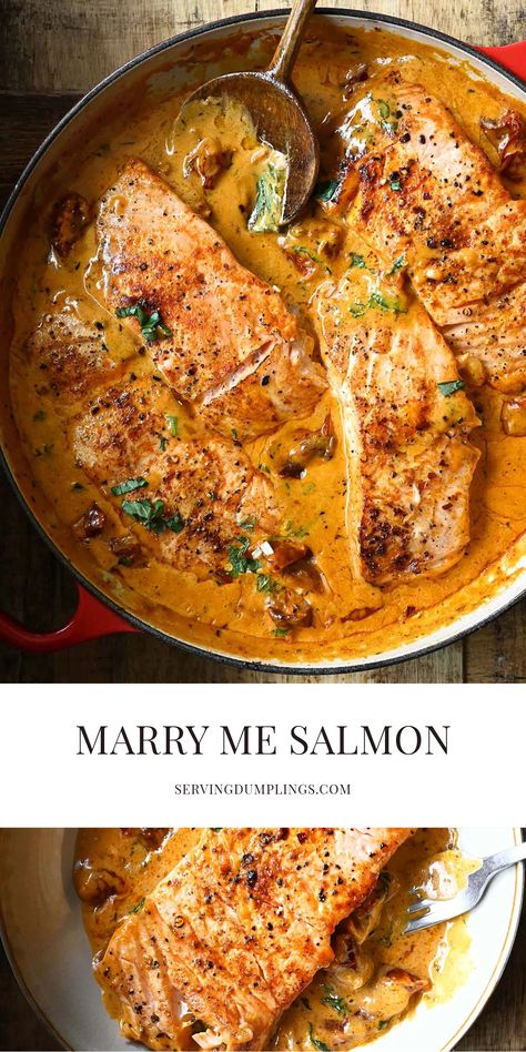 Marry Me Salmon Mary Makes It Easy Salmon, Salmon Recipe For People Who Don't Like Salmon, Italian Fish Pasta Recipes, Mary Me Salmon Recipe, Mashed Potatoes And Salmon, Seafood Date Night Dinner, Quick And Easy Dinner Recipes Salmon, Salmon Recipes Sauce, African Salmon Recipes