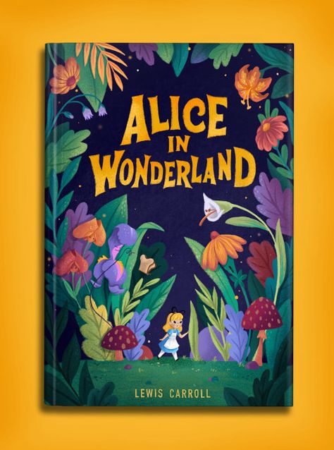 Alice In Wonderland Book Cover, Children's Book Cover, Childrens Book Cover, Alice In Wonderland Book, 동화 삽화, Book Story, Book Cover Illustration, Picture Books Illustration, Cover Illustration