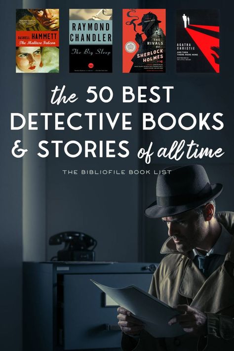 50 Best Detective Books of All Time - The Bibliofile #BookList #Books #BookstoRead #Detective #Fiction #Mystery #noir Detective Books Reading Lists, Best Detective Books, Detective Books To Read, Noir Books, Best Detective Movies, Jake Moodboard, Intelligence Books, Dear August, Intelligent Books