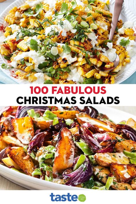 Here they are: the best Christmas salad recipes perfect for summer in Australia. We’ve rounded up our top-rated, most-viewed salads for all the inspiration you need this festive season, whether it be warm roast potato salad, a simple lemony leaf salad or a layered Christmas pasta salad. What’s more, these salads are so good, they might just outshine the main event dishes. Xmas Lunch Ideas Christmas Dinners, Xmas Salads Ideas, Christmas Dinner Salad Recipes, Festive Potato Salad, Christmas Salads Australia, Salads For Christmas Lunch, Roast Veggie Salad, Christmas Salad Ideas Simple, Festive Salad Recipes