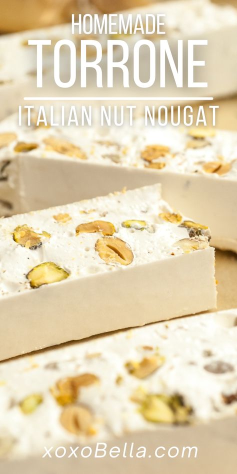 Homemade Nougat Candy, Candy Nougat Recipe, Christmas Nougat Recipe, Italian Sweet Recipes, Italian Nougat Candy, Homemade Nougat Recipe, Italian Baked Goods, Christmas Nougat Candy, Recipes Using Almonds