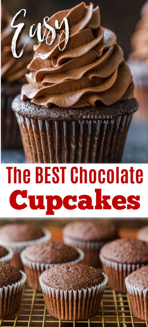 This Chocolate Cupcake recipe is easy with great results every time. A surprising ingredient makes these moist, fluffy, and super chocolatey cupcakes. I hope this Chocolate Cupcake recipe becomes a go-to favorite for you! I cranked out 8 batches of cupcakes when I was developing the recipe and I am confident these are the ultimate chocolate cupcakes. Watch the video tutorial and see how easy it is. Best Chocolate Cupcake Recipe, Best Chocolate Cupcake, Chocolate Cupcakes From Scratch, Easy Chocolate Cupcake Recipe, Gluten Free Chocolate Cake Recipe, Homemade Chocolate Cupcakes, Homemade Cupcake Recipes, Cupcake Recipes From Scratch, Chocolate Cupcake Recipe