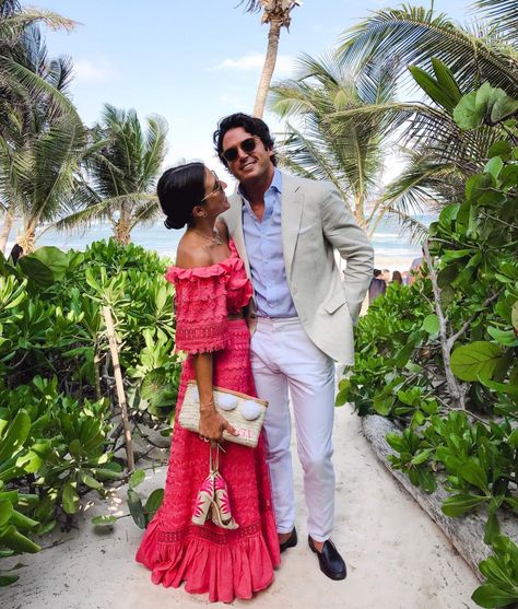 Tulum Outfit Recap - VeryAllegra Tulum Outfits Ideas Couple, Chic Island Outfits, Cabo Chic Outfit, Wedding Guest Mexico Dress, Men’s Mexico Outfit, Tropical Boho Outfit, Mexico Couple Outfits, Beach Welcome Party Outfit, Island Chic Outfit Wedding