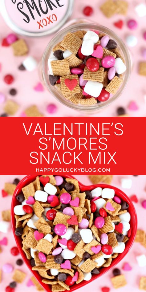 Smores Snacks, Valentines Party Food, Valentines Snacks, Valentine Desserts, Preschool Valentines, Snack Mix Recipes, Valentines Day Food, Holiday Snacks, Chex Mix