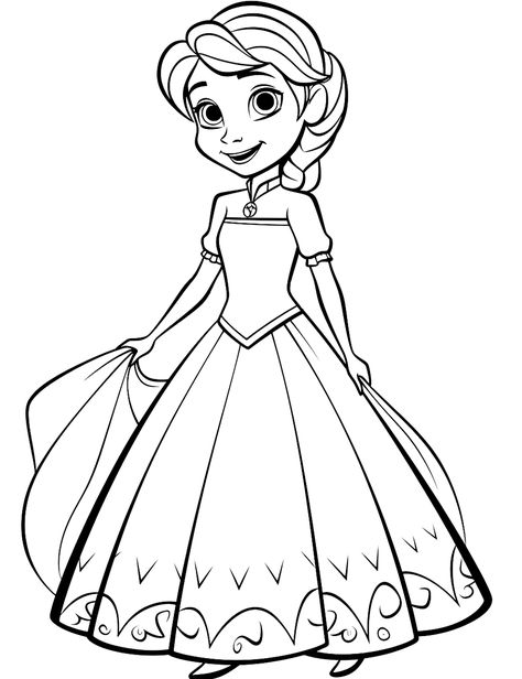 Elsa from Frozen: Elsa from Frozen wearing her iconic dress. (Free Printable Coloring Page for Kids) Elsa Printable Coloring Pages, Elsa Frozen Coloring Pages, Free Frozen Coloring Pages, Frozen Characters Printables, Elsa Coloring Pages Free Printable, Frozen Printables Free Templates, Frozen Coloring Pages Free Printables, Kindergarten Coloring Pages Free, Elsa Printable