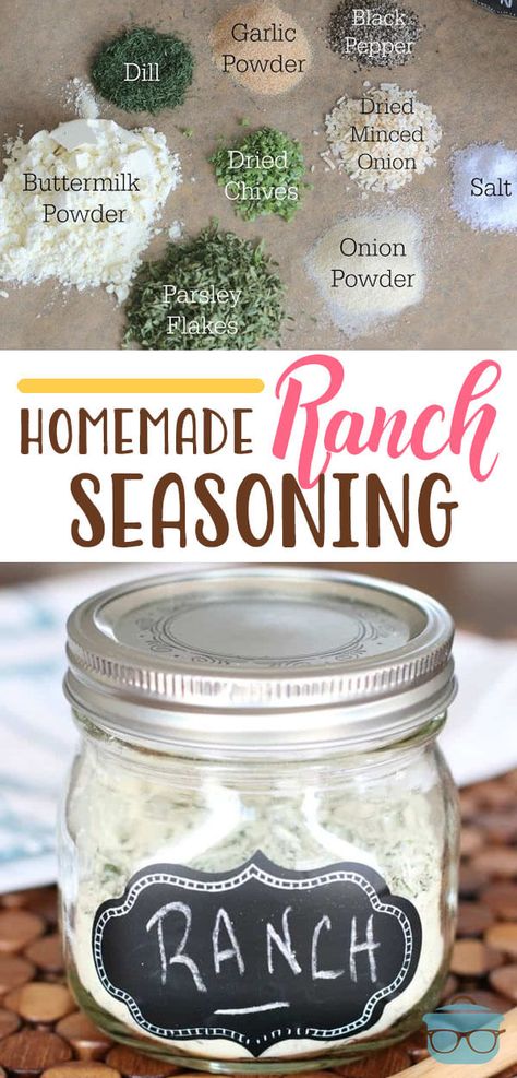 Ranch Seasoning Recipes, Homemade Ranch Seasoning, Homemade Dry Mixes, Ranch Seasoning Mix, Diy Spices, Seasoning Recipe, Country Cook, The Country Cook, Homemade Ranch