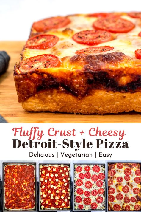 Detroit Style Pizza Recipe, Thick Crust Pizza, Deep Dish Pizza Recipe, Delicious Pizza Recipes, Best Pizza Dough, Soft Bread, Pizza Crust Recipe, Pizza Recipes Homemade, Deep Dish Pizza