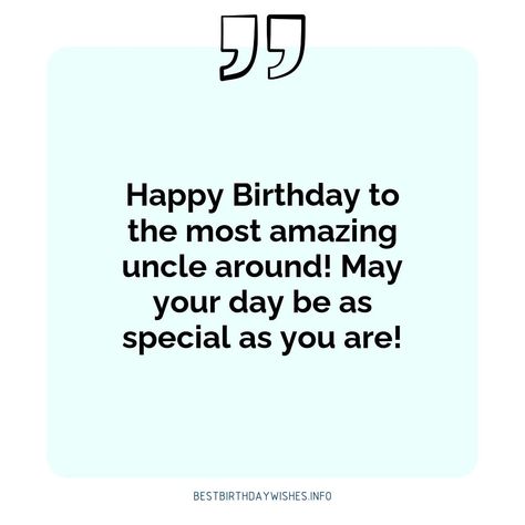 Birthdays are special occasions to celebrate and show your loved ones how much you care. If you have an uncle that you are close to, it’s important to... | # #BirthdayWishes Check more at https://www.ehindijokes.com/birthday-wishes-for-uncle/ Uncle Love Quotes, Birthday Quotes For Uncle, Happy Birthday To My Uncle, Birthday Message For Uncle, Uncle Birthday Quotes, Birthday Preparation, Birthday Wishes For Uncle, Uncle Quotes, Birthday Cousin