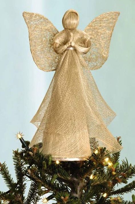 Heavenly Abaca Angel Christmas Tree Topper Diy Angel Tree Topper, Christmas In Heaven Diy, Christmas Tree Toppers Unique, Tree Topper Angel, Christmas Toppers, Diy Tree Topper, Christmas Tree Angel, Diy Angels, Toppers Diy