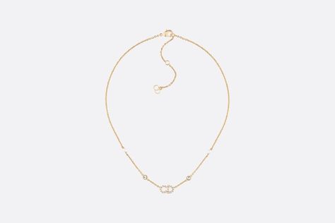 Clair D Lune necklace - Fashion Jewellery - Woman | DIOR Beauty Dior, Dior Jewelry, White Crystals, Necklace Fashion, Boutique Fashion, Resin Beads, Fashion Jewellery, Metal Chain, Gold Finish