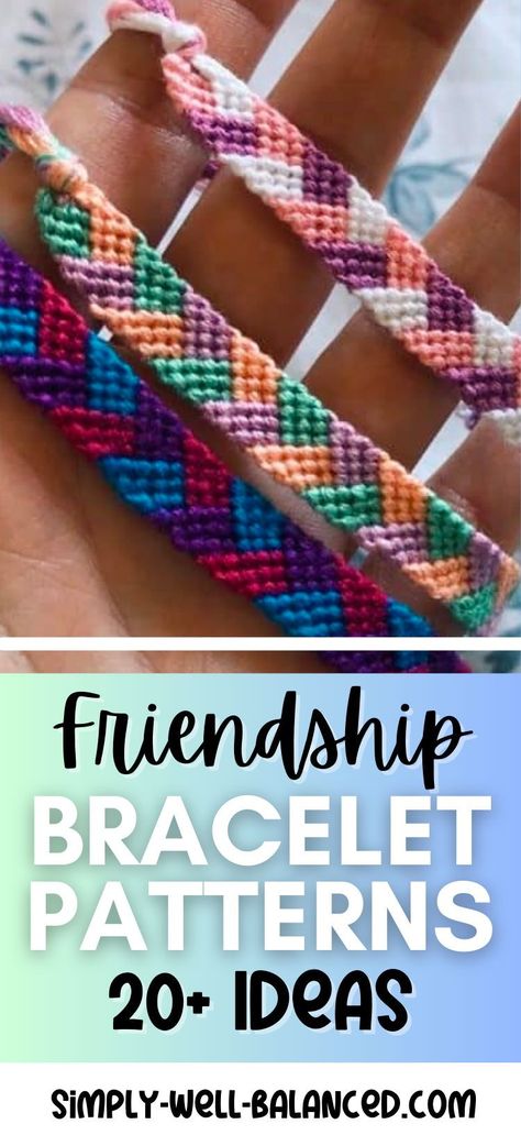 Friendship bracelets are a timeless craft project for kids (and adults) of all ages. Whether you’re just learning each simple knot for the first time or you’re ready to move on to more advanced techniques, you’ll find what you need in these friendship bracelet patterns! Masha Knots Bracelets, Embroidery Floss Bracelets, String Friendship Bracelets, Braided Friendship Bracelets, Cool Friendship Bracelets, Diy Bracelets With String, Making Friendship Bracelets, Crochet Bracelet Pattern, Friendship Bracelets Easy