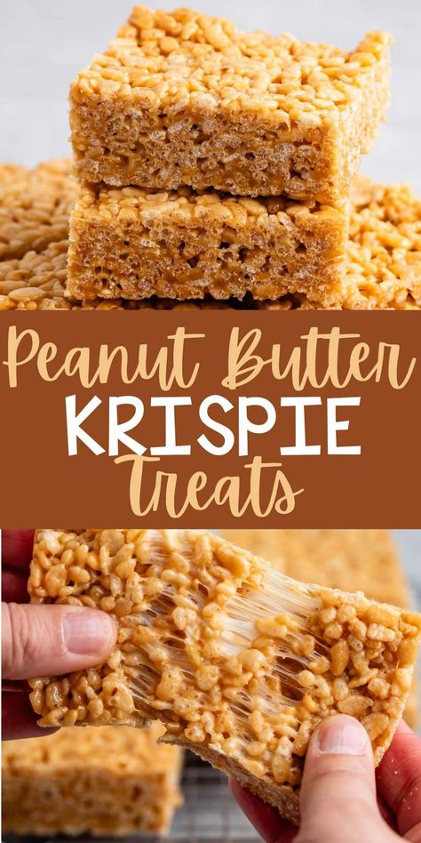 Peanut Butter Rice Krispie Treats Peanut Butter Rice Krispie Treats Recipe, Peanut Butter Rice Crispy Treats, Peanut Butter Rice Crispies, Crispy Treats Recipe, Peanut Butter Rice Krispie Treats, Rice Krispie Bars, Rice Crispy Treats Recipe, Dessert Oreo, Krispie Treats Recipe