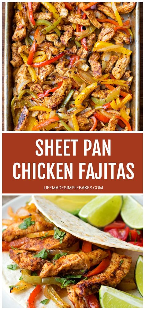 These easy, flavorful, sheet pan chicken fajitas are sure to become a favorite! They're oven-roasted to perfection! #sheetpanchickenfajitas #chickenfajitas #sheetpanfajitas Sheet Pan Chicken Fajitas, Chicken Keto, Fajitas Recipe, Chicken Fajita Recipe, Pan Chicken Fajitas, Sheet Pan Chicken, Sheet Pan Dinners Recipes, Fajita Recipe, Simple Dinner