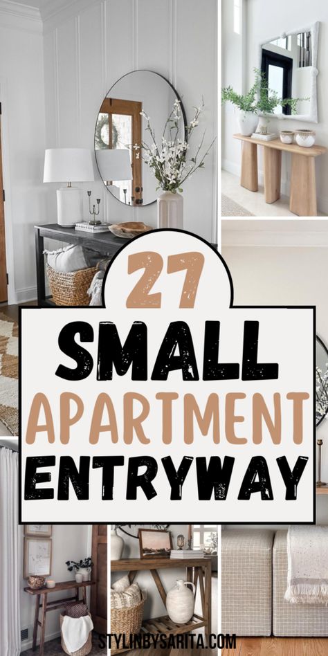 27 SMALL ENTRYWAY IDEAS TO MAXIMIZE YOUR SPACE - Stylin by Sarita Apartment Hallway Ideas, Small Foyer Ideas, Small Apartment Entryway, Small Entry Tables, Small Entrance Halls, Small Entryway Bench, Small Entryway Ideas, Tiny Entryway, Small Entryway Table