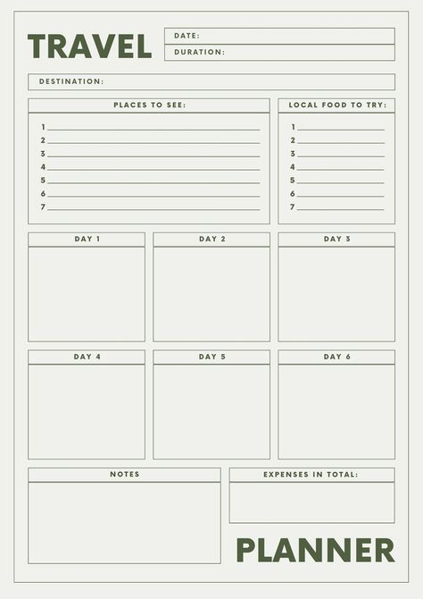 Modern Bold Travel Itinerary Planner - Templates by Canva Weekend Planner Template, Travel Journal Template, Trip Planner Template, Itinerary Template Free, Vacation Itinerary Template, Weekend Planner, Travel Template, Travel Itinerary Planner, Planner Diario