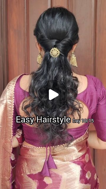 Enthralling_Care on Instagram: "Day 10/15 of Wedding Guests Hairstyles with @enthralling_care . . The wedding season is about to start in India. So,this is going to be your ultimate destination for hairstyles. Stay tuned and enjoy the reels😊 . . . #hairstyles #hairstyletutorial #hairupdostyle #hairupdo #weddinguesthairstyle #weddinguestshairtutorial #ınstgram #reelforrheweddingseason #weddingseason #weddingseason2023❤️ #ᴡᴇᴅᴅɪɴɢsᴇᴀsᴏɴ2023" Women Simple Hairstyle, Indian Hairstyles For Saree Step By Step, Simple Haïr Style For Wedding Guest, Non Bridal Hairstyles Indian, Simple Hair Styles For Sarees Indian, Easy Haïr Style For Wedding Guest, New Easy Hairstyles Simple, Long Hair Simple Styles, Indian Hairstyles For Lehenga