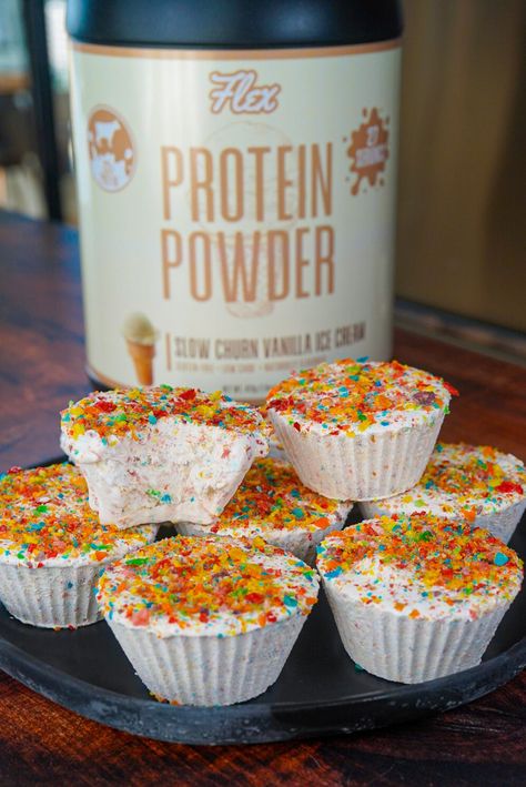 Fruity Pebbles Protein, Protein Powder Muffins, Protein Cookie Butter, Protein Powder Smoothie, Fruity Pebble, Recipes Protein, Fruity Pebbles Cereal, Low Calorie Protein, Butter Powder