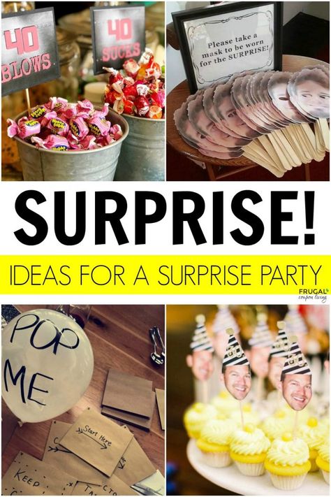 Surprise Birthday Party Hacks and Ideas - Shhh, Don't Blow It. Secretly Planned Party Tips for a Guest of Honor and the Host. #FrugalCouponLiving #SurpriseParty #SurpriseBirthdayParty #Surprise #Birthday #birthdayparty #partyideas #partytips #partyhacks #birthdayideas #birthdaytips #birthdayhacks #hostess #surprisebirthday Men Surprise Birthday Ideas, Planning A Surprise Birthday Party, 40th Birthday Surprise Ideas For Men, Surprise 60th Birthday Ideas For Husband, Birthday Ideas For Man, Surprise 60th Birthday Ideas For Dad, 60th Surprise Birthday Party Ideas, Surprise 60th Birthday Ideas For Mom, Surprise 50th Birthday Ideas