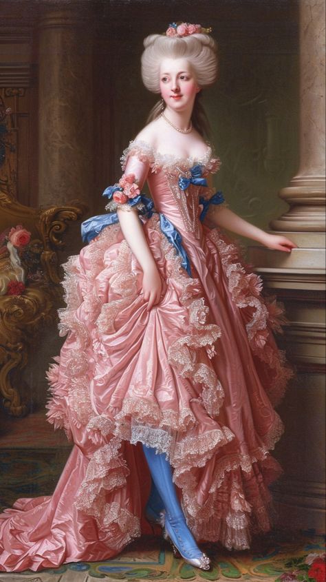 1700s Inspired Fashion, Marie Antoinette Clothes, Rococo Era Fashion, French Monarchy Aesthetic, Time Princess Marie Antoinette, Early 1700s Fashion, Modern Rococo Fashion, French Rococo Fashion, Rococo Inspired Fashion